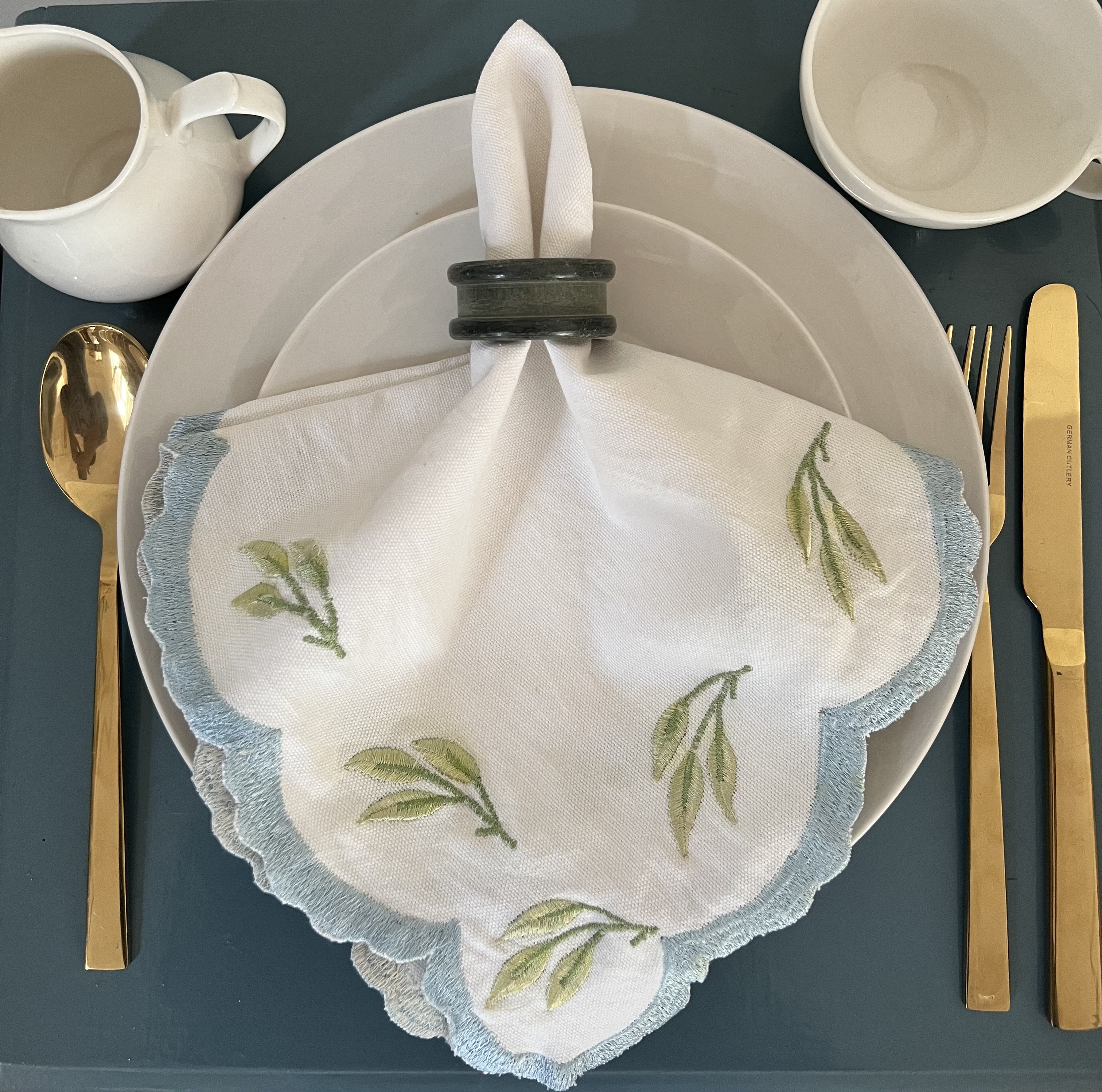 Linen Teal Napkins- Set of 6 – Belletabledecor